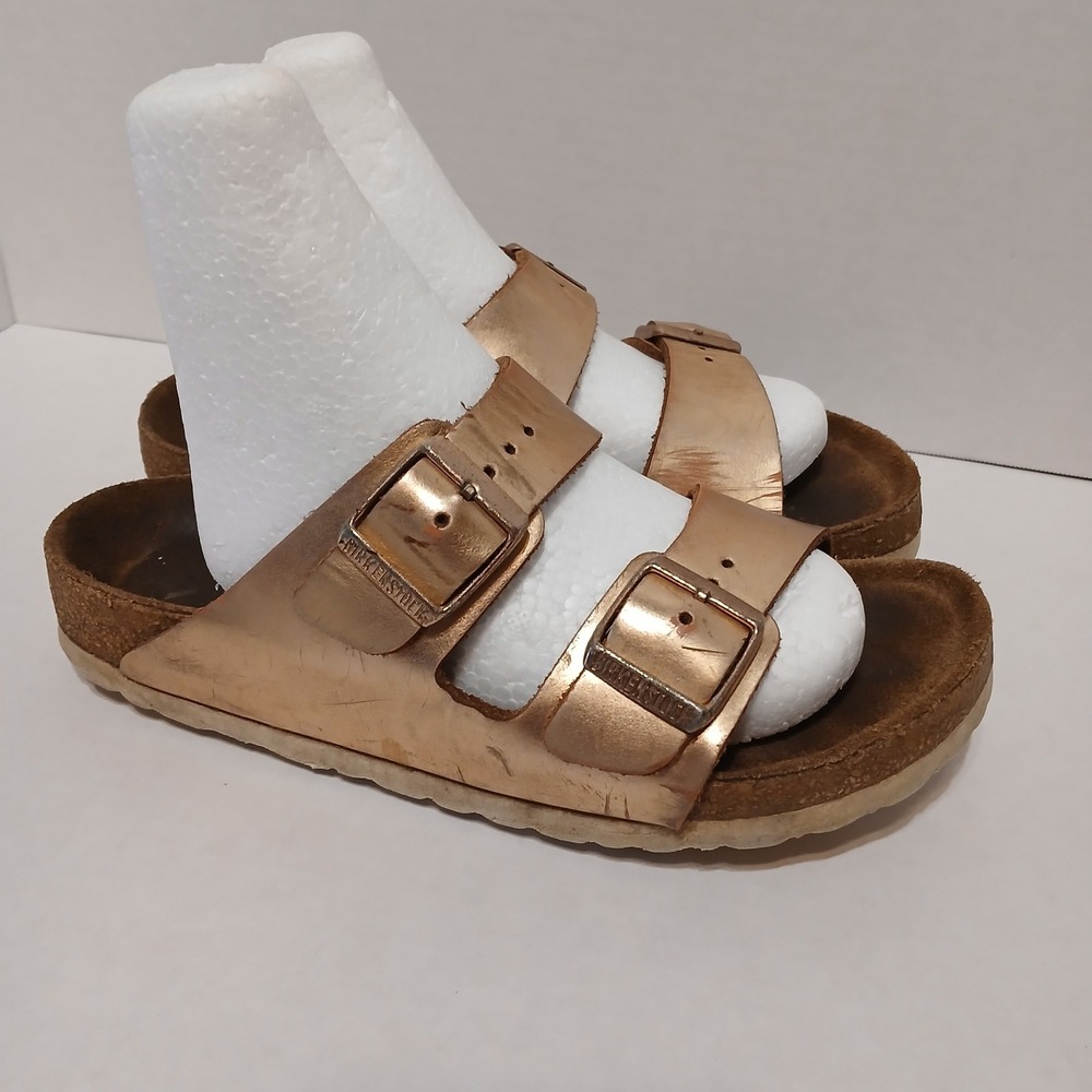 Birkenstock Arizona Metallic Copper Leather Sandals Women's 6, 36 Slip on